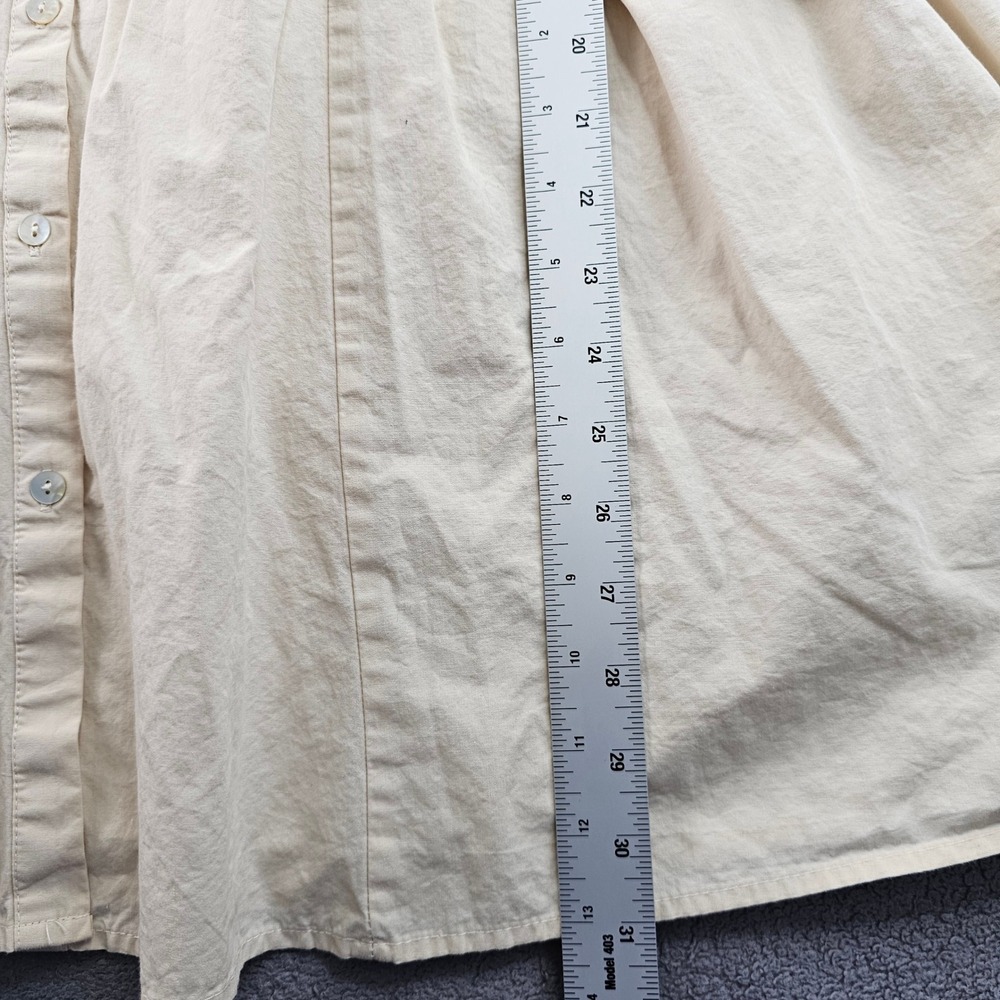 Zara Shirt Dress Womens Medium Cream Eyelet Embroidered Long Sleeve Button-Front - Picture 3 of 8